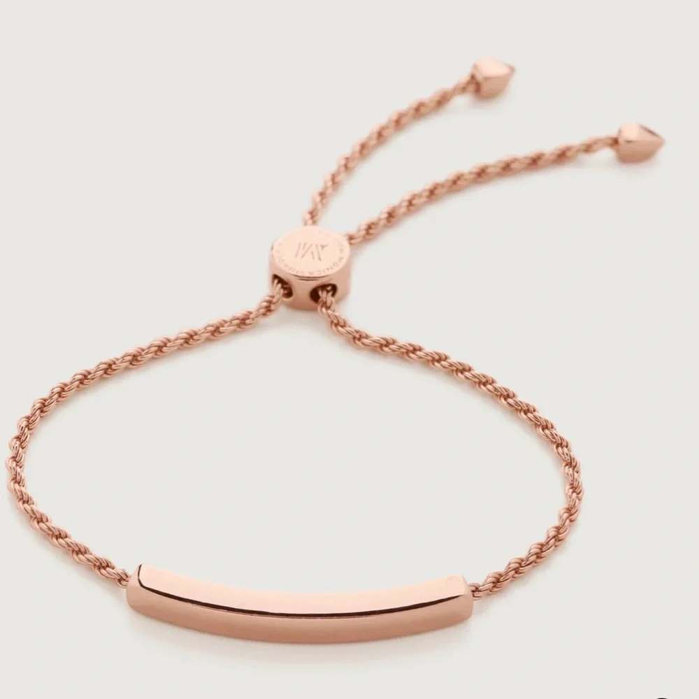 Monica Vinader Linear Chain Rose Gold Bracelet - Picture 1 of 5